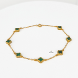 DAINTY 7 FLOWER GREEN BRACELET