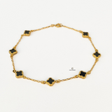 DAINTY 7 FLOWER BLACK BRACELET