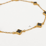 DAINTY 7 FLOWER BLACK BRACELET