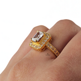 EMERALD HALO DIAMANTE RING