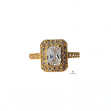 EMERALD HALO DIAMANTE RING