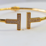 T WIRE DIAMANTE CUFF BANGLE