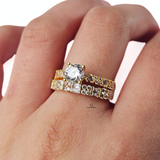 SINGLE STONE DIAMANTE RING SET