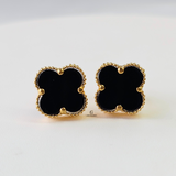 BLACK FLOWER STUD