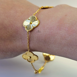 GOLD 5 FLOWER BRACELET - LARGE