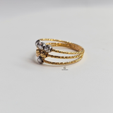 GOLD AND RHODIUM TRIANGLE BEADED RING