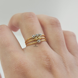 GOLD AND RHODIUM TRIANGLE BEADED RING