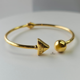 ELEGANT TRIANGLE AND BALL CUFF BANGLE
