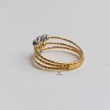 GOLD AND RHODIUM TRIANGLE BEADED RING