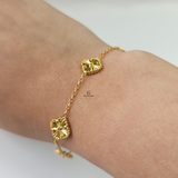GOLD 5 FLOWER BRACELET - SMALL