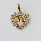 M STONE INITIAL HEART CHARM