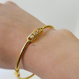 3 DIAMANTE MOVE HINGED BANGLE