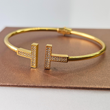 T WIRE DIAMANTE CUFF BANGLE