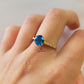 6 CLAW ROUND BLUE TOPAZ RING