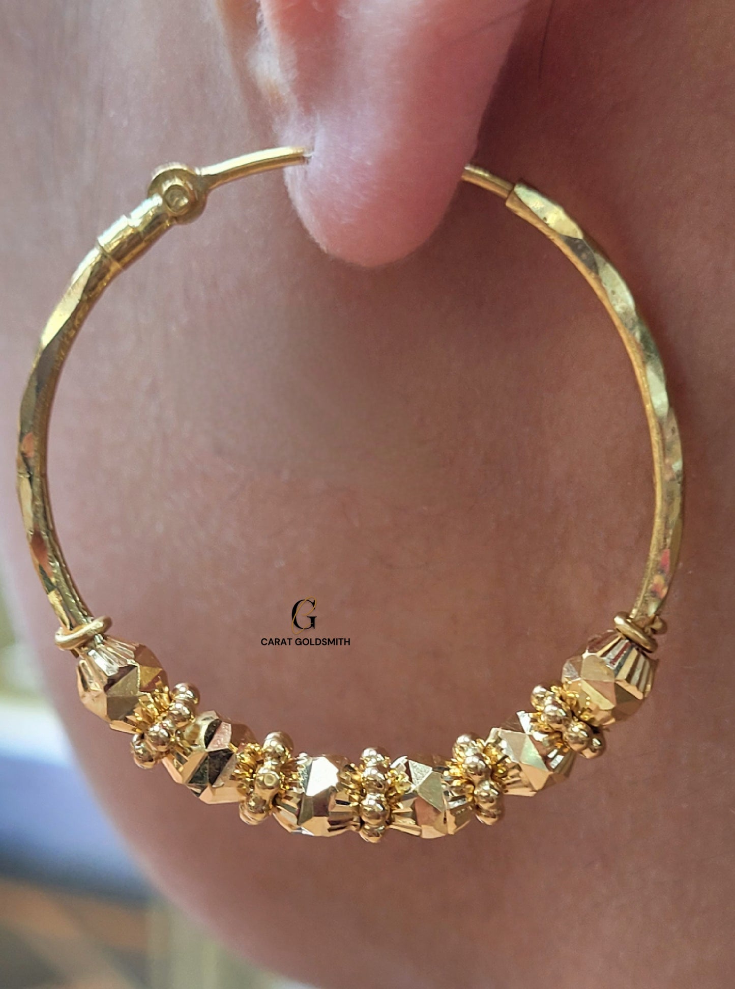 LARGE GOLD BEADED HOOPS