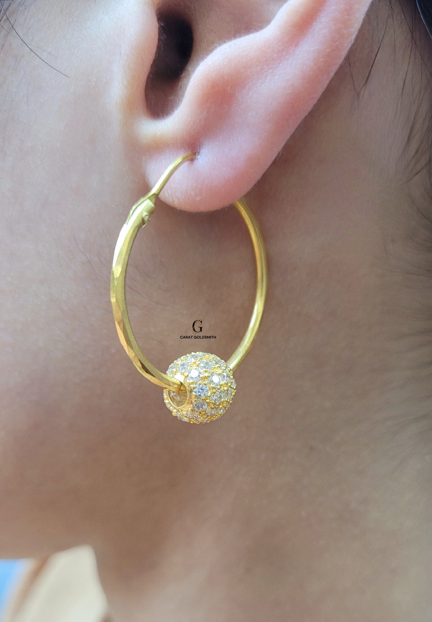 DIAMANTE BALL HOOP EARRINGS