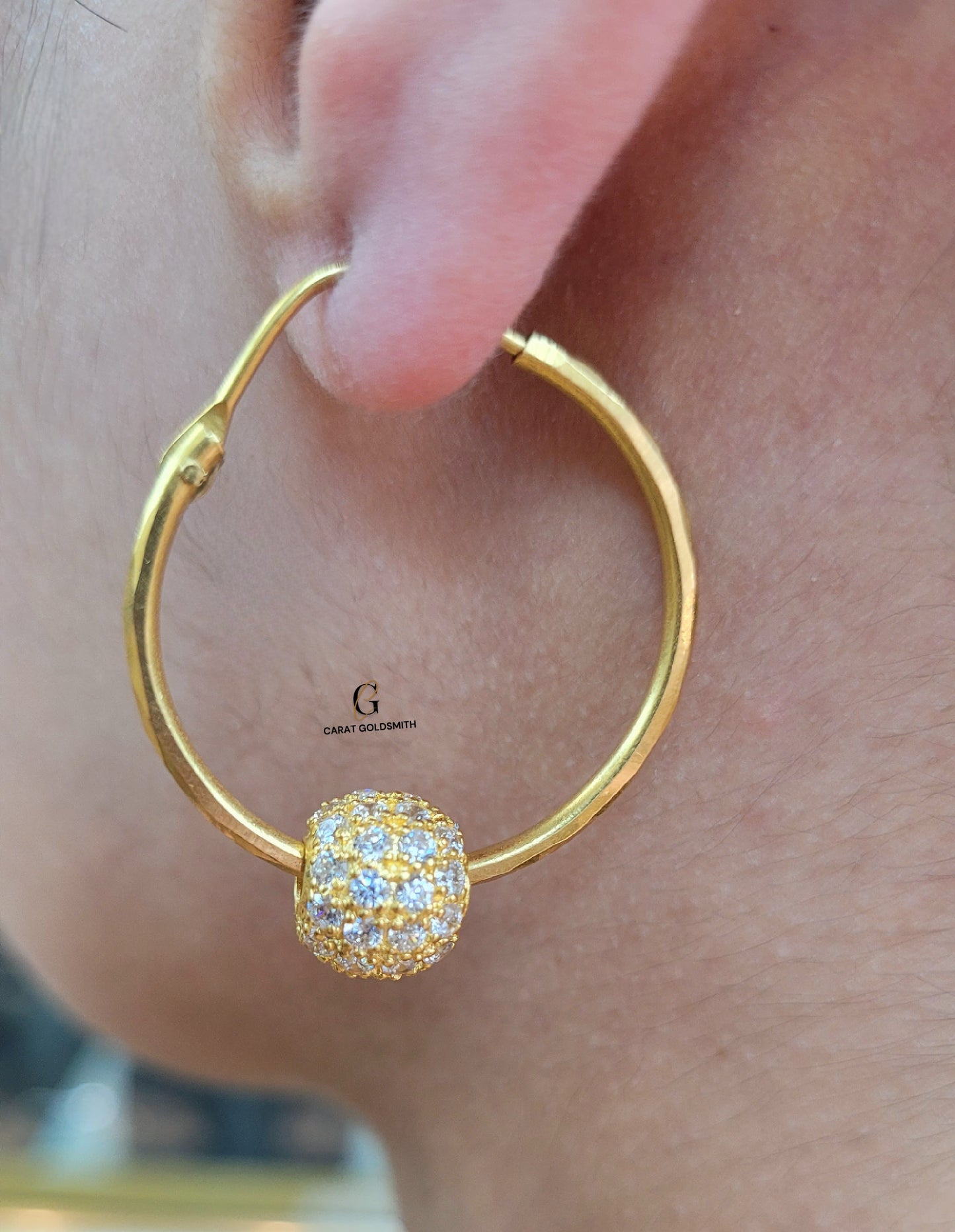 DIAMANTE BALL HOOP EARRINGS