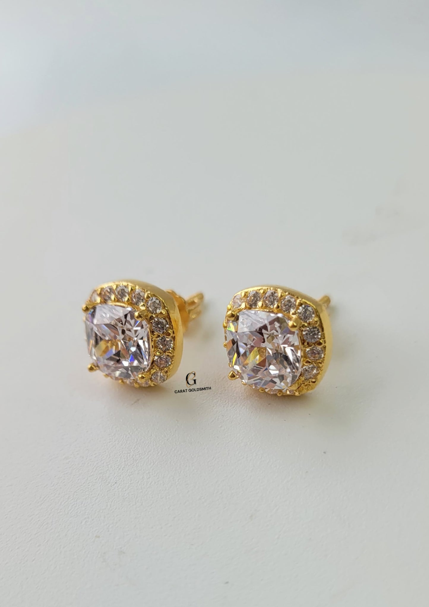 SQUARE HALO STUD EARRINGS