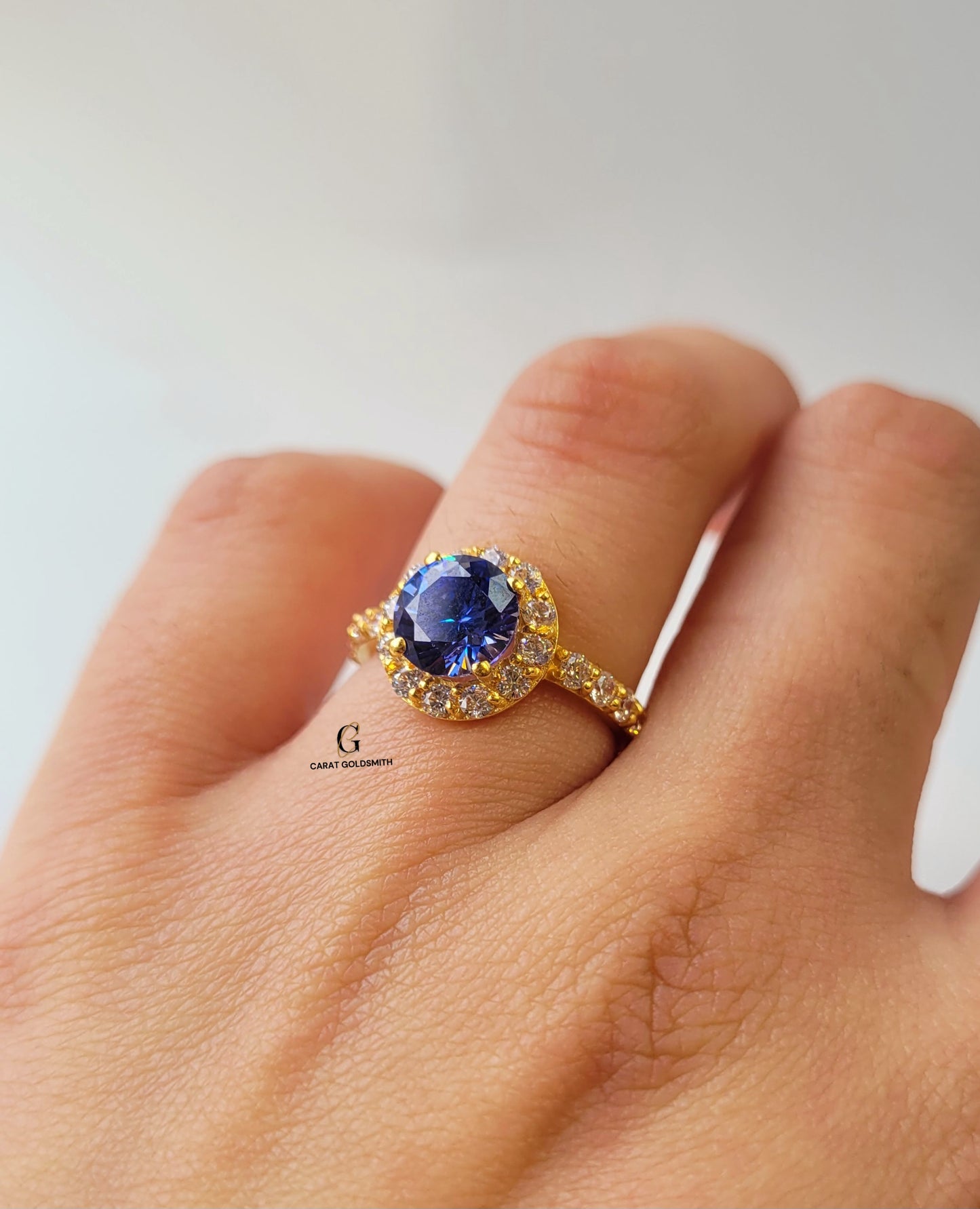 BLUE SAPPHIRE HALO RING