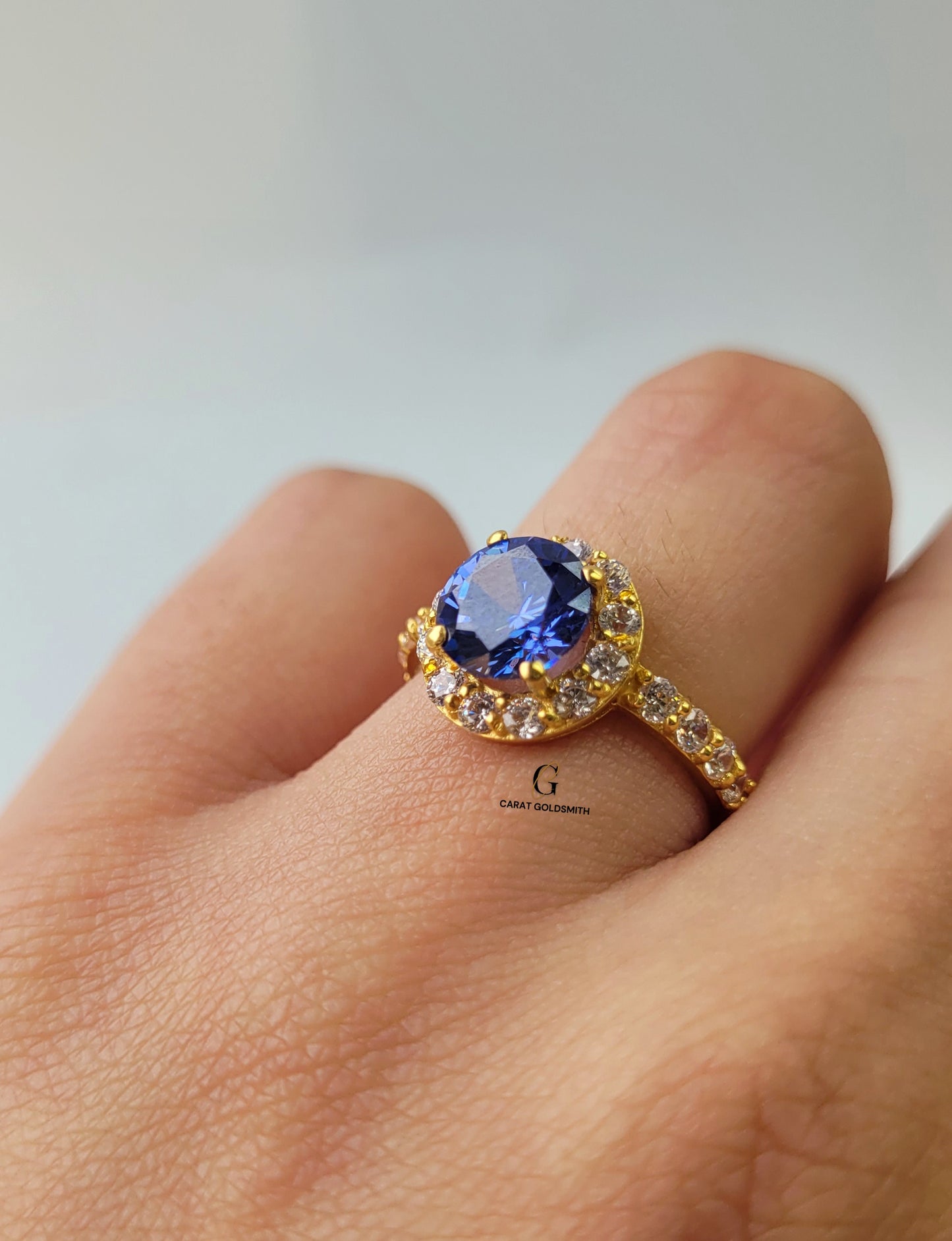 BLUE SAPPHIRE HALO RING