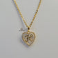 H STONE SCRIPT INITIAL HEART PENDANT