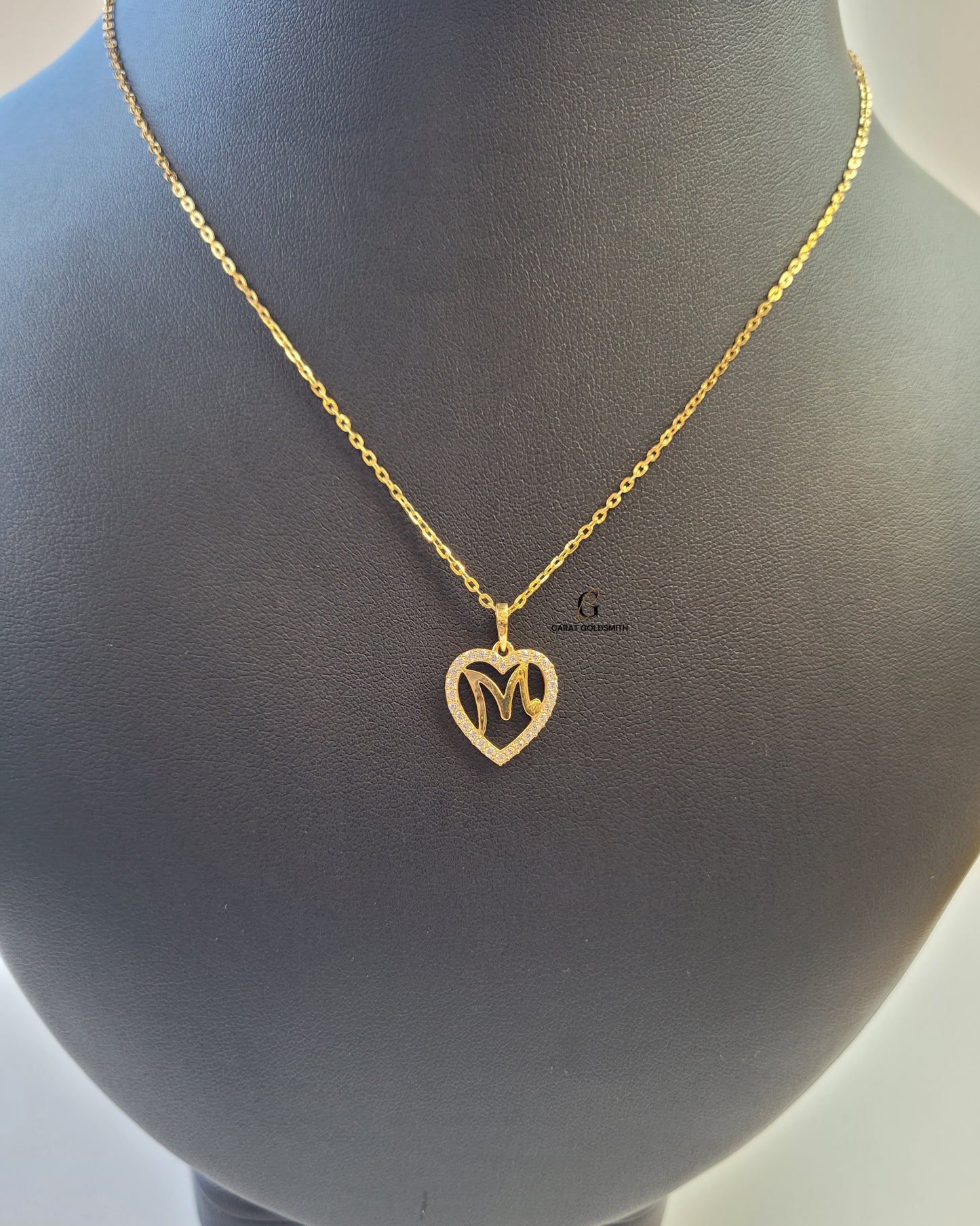 M STONE SCRIPT INITIAL HEART PENDANT