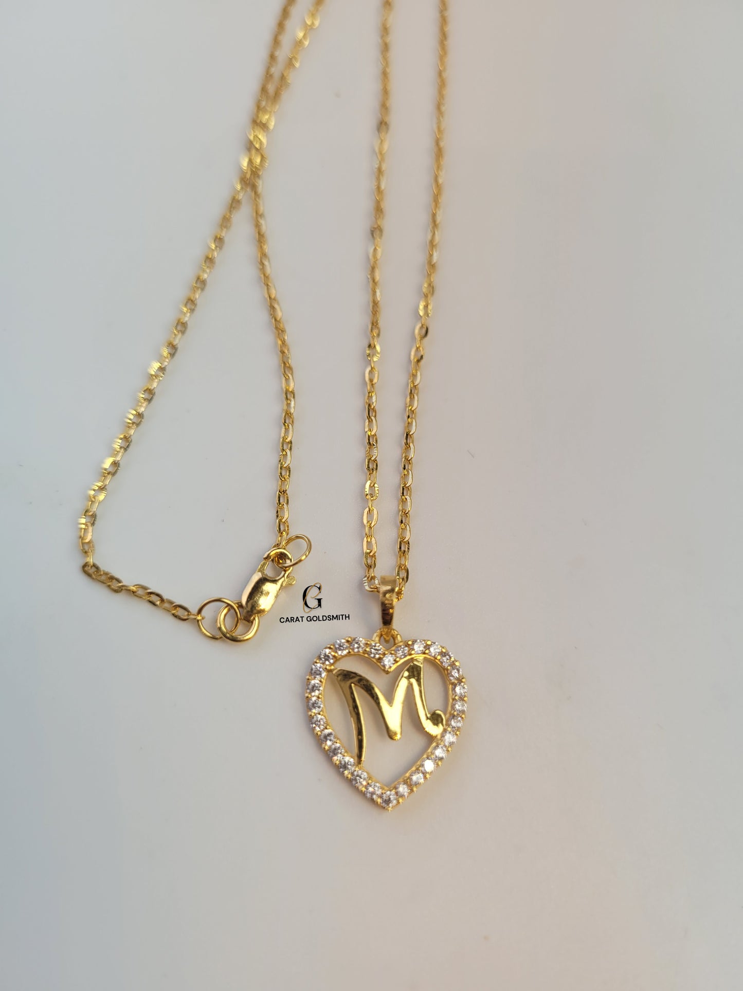 M STONE SCRIPT INITIAL HEART PENDANT