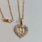 S STONE INITIAL HEART PENDANT