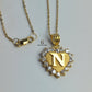 N STONE INITIAL HEART PENDANT