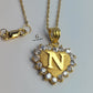 N STONE INITIAL HEART PENDANT