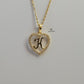 K STONE SCRIPT INITIAL HEART PENDANT