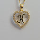 K STONE SCRIPT INITIAL HEART PENDANT