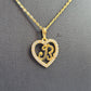 B STONE INITIAL SCRIPT HEART PENDANT