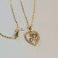 B STONE INITIAL SCRIPT HEART PENDANT