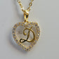 D STONE SCRIPT INITIAL HEART PENDANT