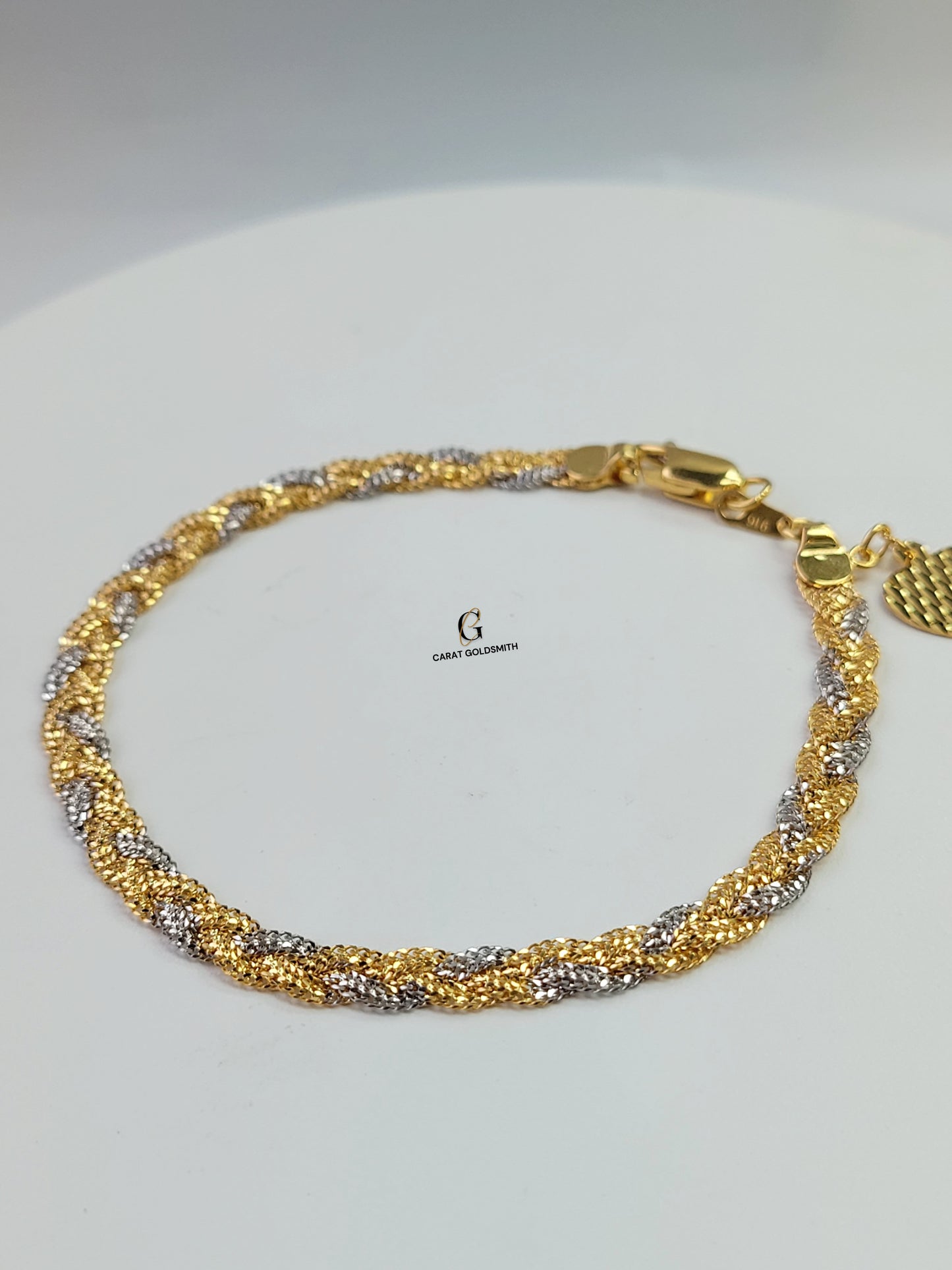 RHODIUM AND GOLD BRAIDED BRACELET