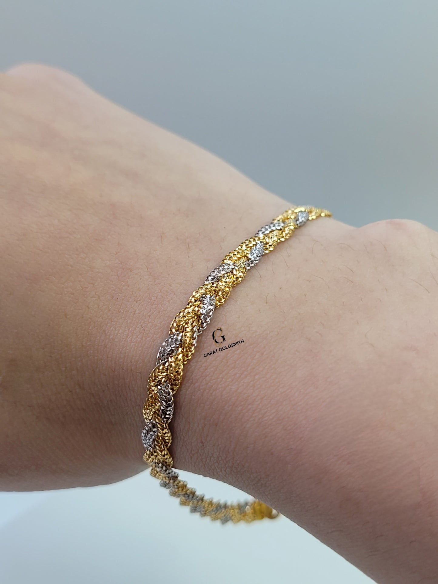 RHODIUM AND GOLD BRAIDED BRACELET