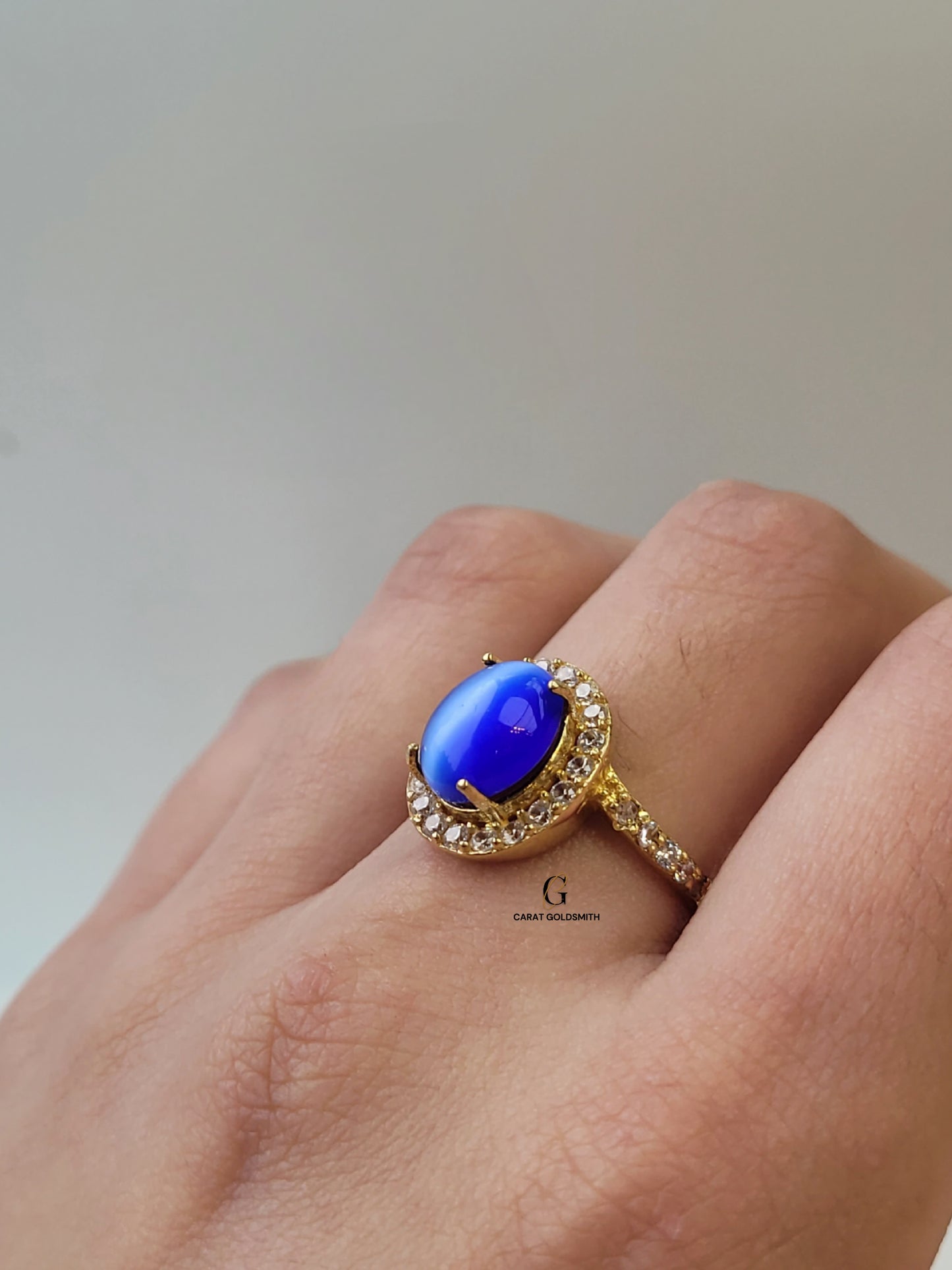 BLUE AND WHITE STONE RING