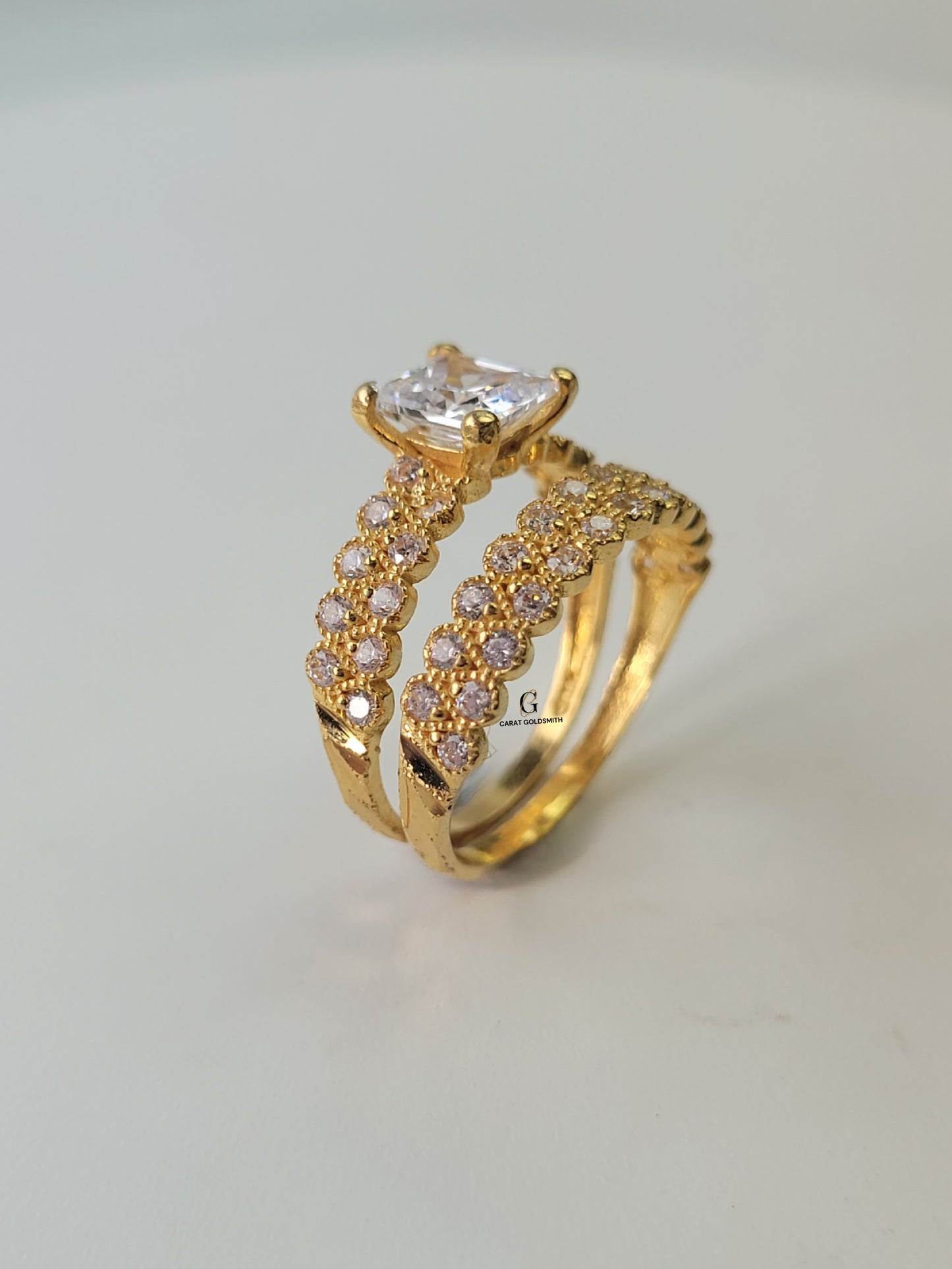 SQUARE-CUT DOUBLE RING