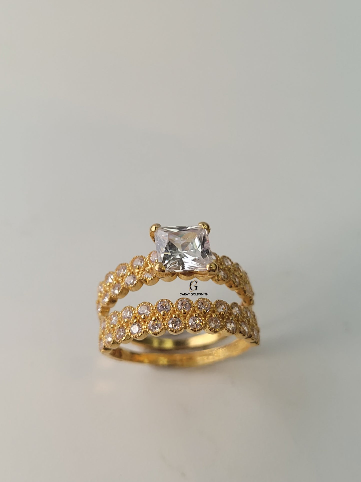 SQUARE-CUT DOUBLE RING