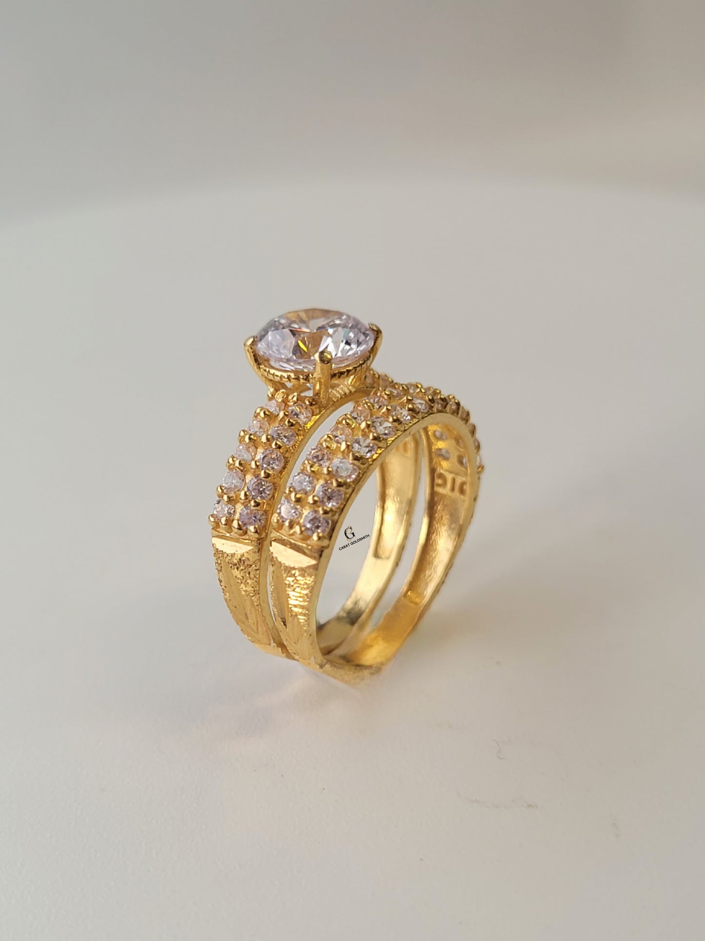 ROUND-CUT DIAMANTE DOUBLE RING