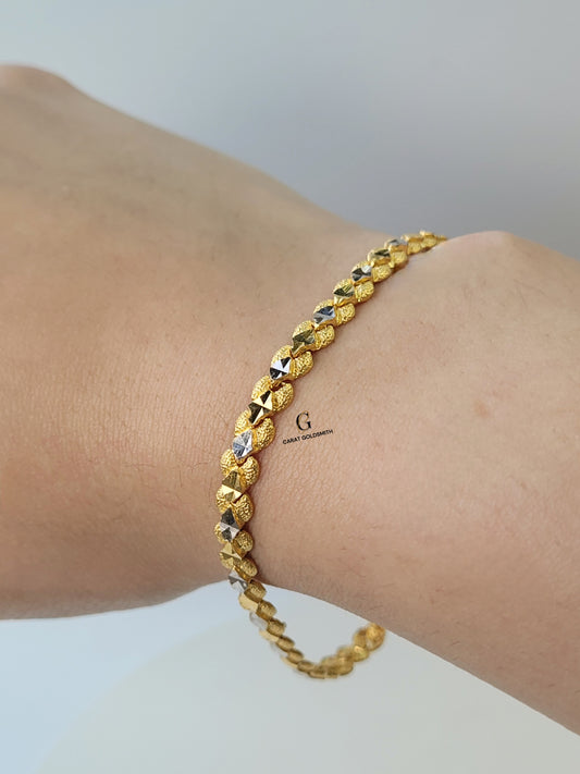 GOLD AND RHODIUM DIAMOND CUT BRACELET