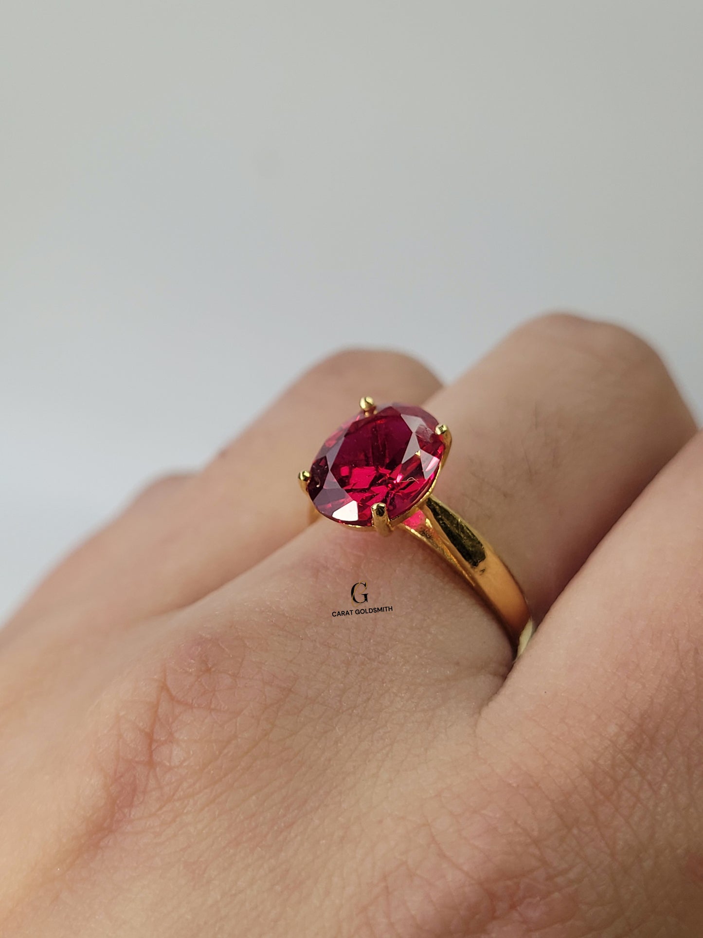 FUCHSIA PINK OVAL RING