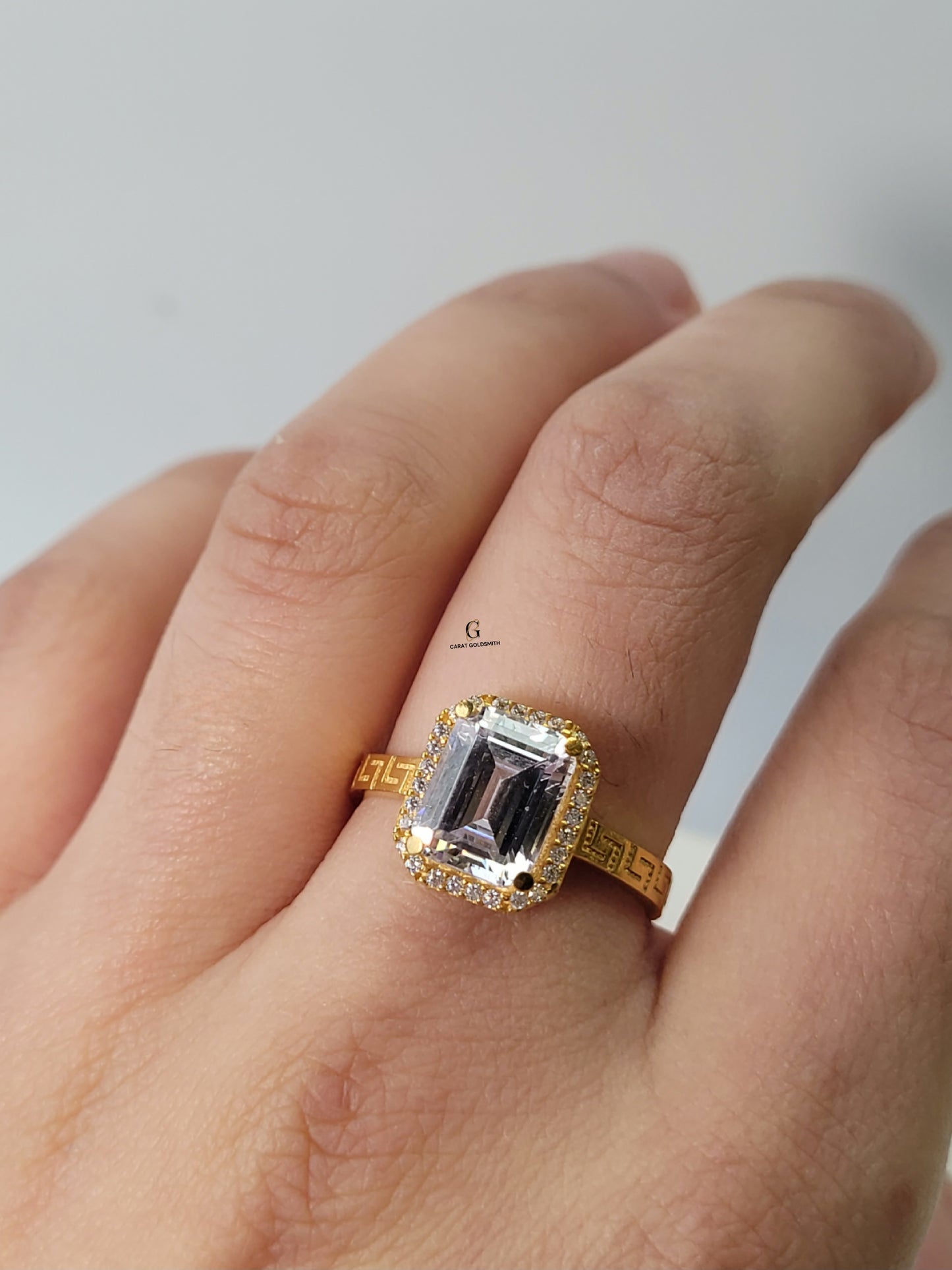 SQUARE-CUT GREEK DESIGN RING