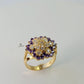 PURPLE AND WHITE CLUSTER RING