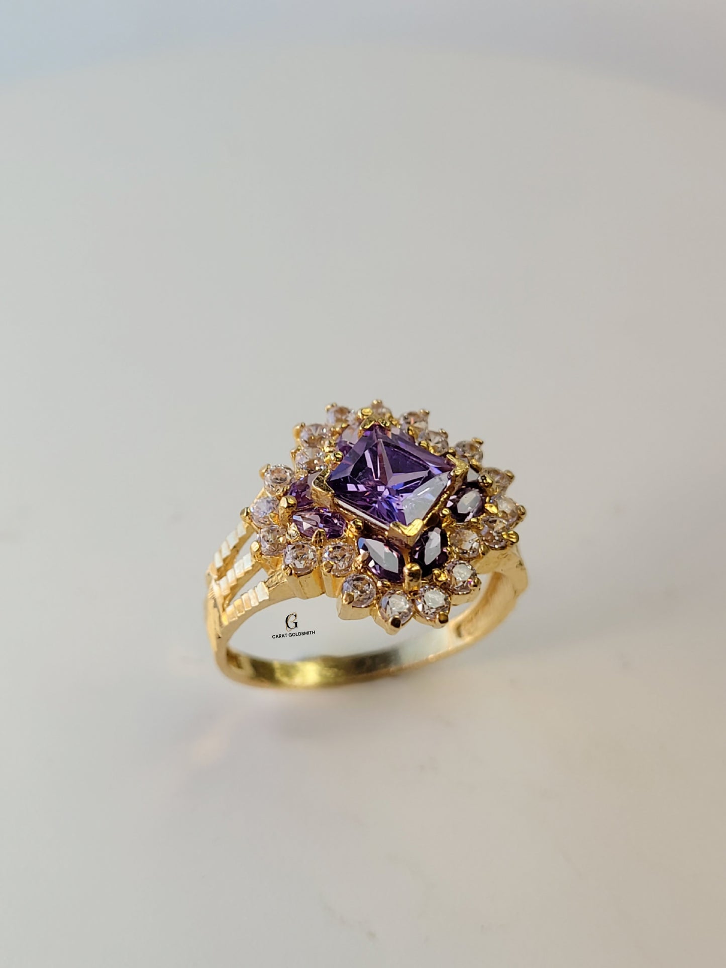 PURPLE DIAMOND CLUSTER RING