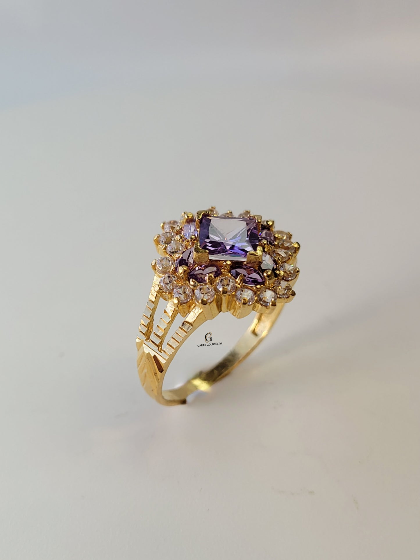 PURPLE DIAMOND CLUSTER RING