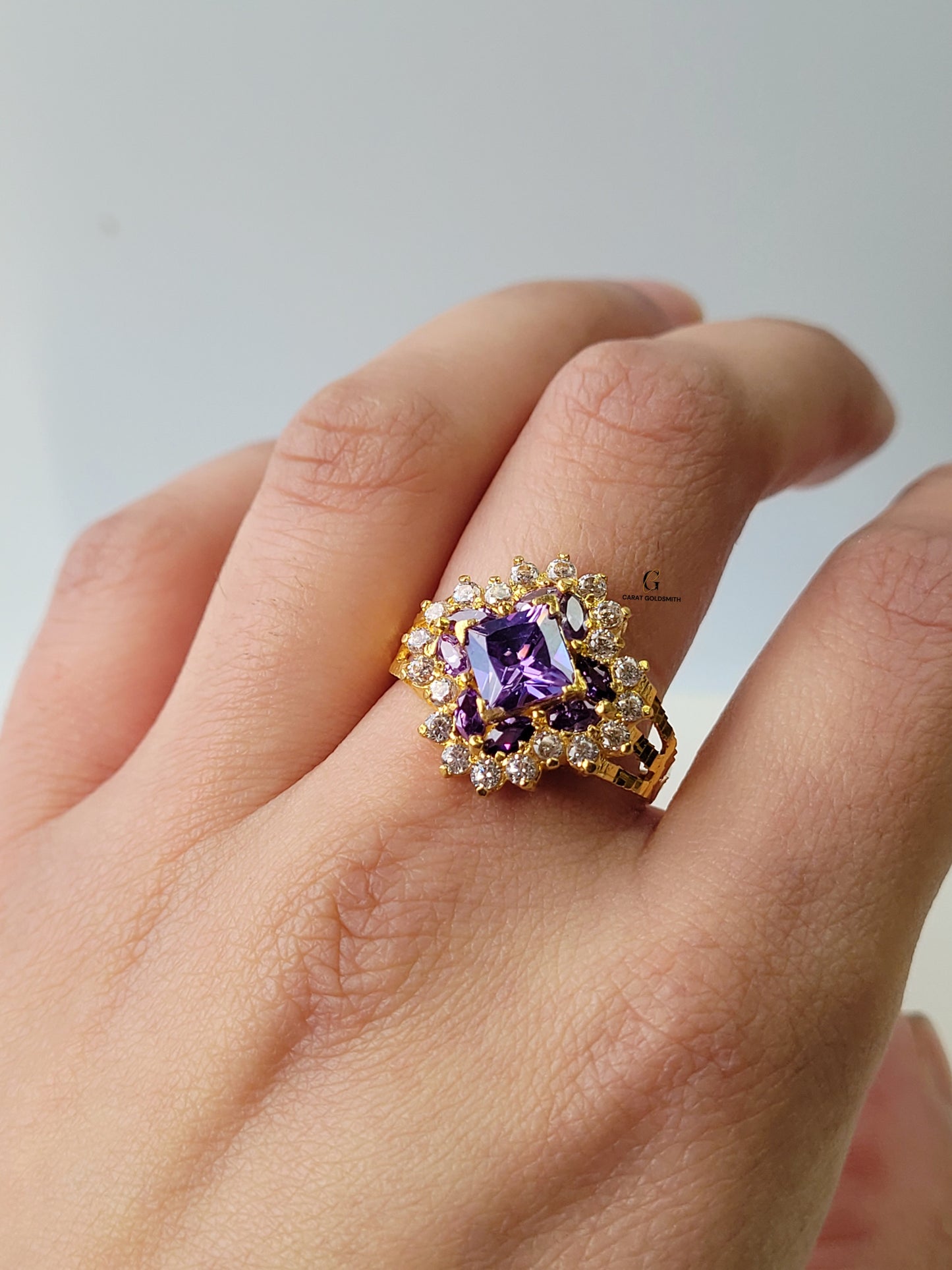 PURPLE DIAMOND CLUSTER RING