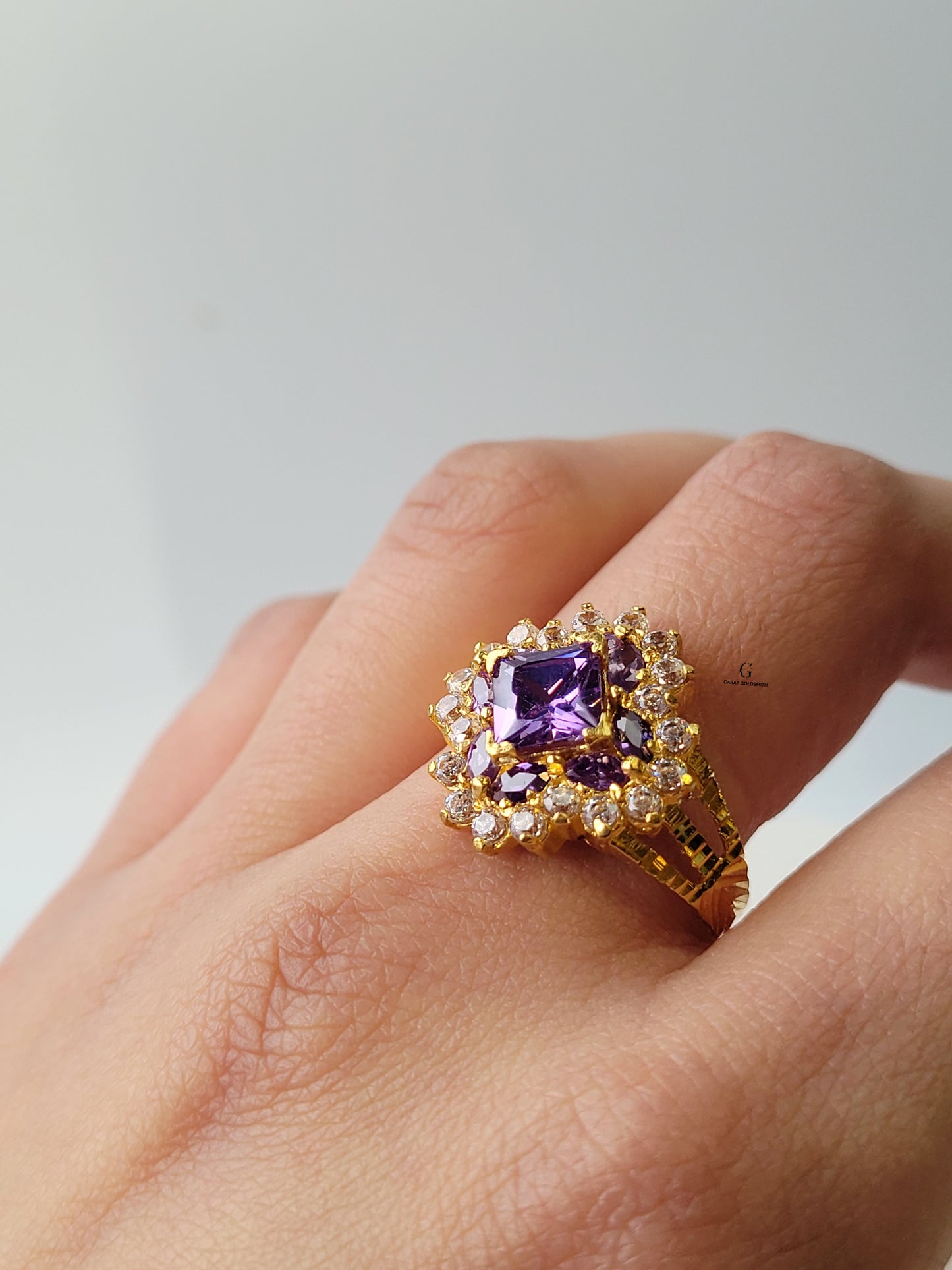 PURPLE DIAMOND CLUSTER RING