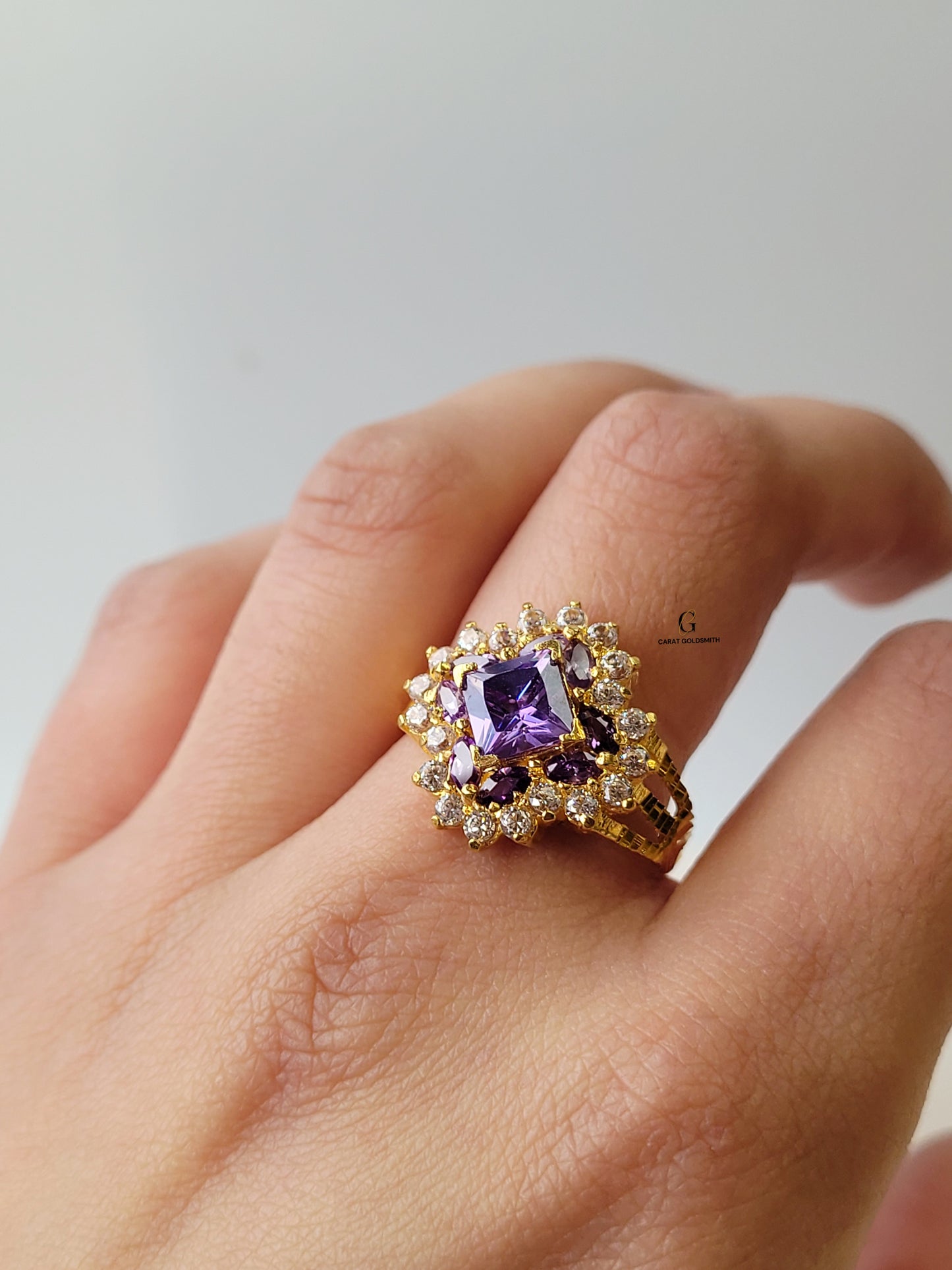 PURPLE DIAMOND CLUSTER RING